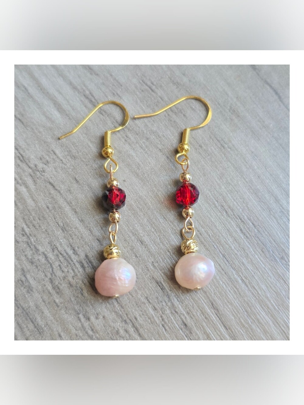 NEW ♡ Freshwater Baroque Pearl Drop Earrings with Gold Accents
